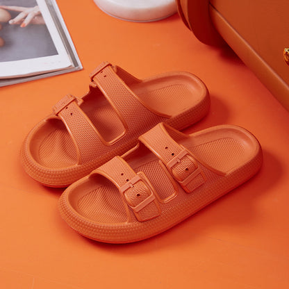Platform Slippers Women's Summer Buckle Home Shoes Fashion Outdoor Wear Soft Bottom Sandals - Big Cart Sky