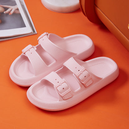 Platform Slippers Women's Summer Buckle Home Shoes Fashion Outdoor Wear Soft Bottom Sandals - Big Cart Sky