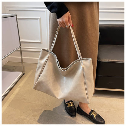 Vintage Women's Tote Bag Athletic Casual Fashion Large Capacity Leather Shoulder Bag Shopper Harajuku Simple Handbag - Big Cart Sky