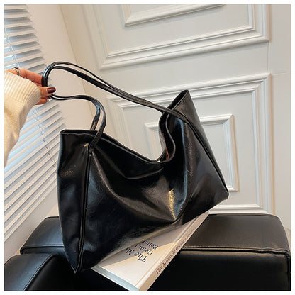 Vintage Women's Tote Bag Athletic Casual Fashion Large Capacity Leather Shoulder Bag Shopper Harajuku Simple Handbag - Big Cart Sky