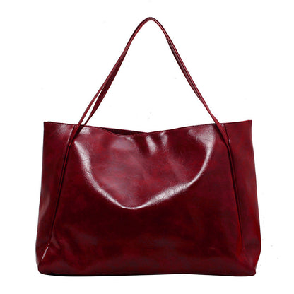 Vintage Women's Tote Bag Athletic Casual Fashion Large Capacity Leather Shoulder Bag Shopper Harajuku Simple Handbag - Big Cart Sky