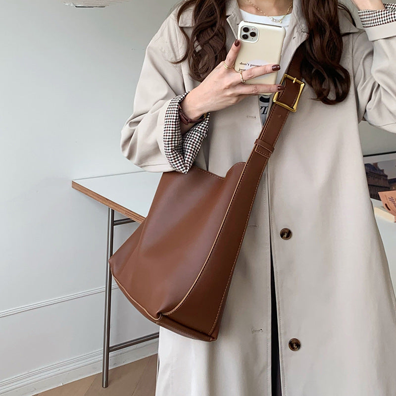 Women's Shoulder Bag Solid Fashion Handbag Crossbody Bag Women's Minimalist PU Leather Bag - Big Cart Sky