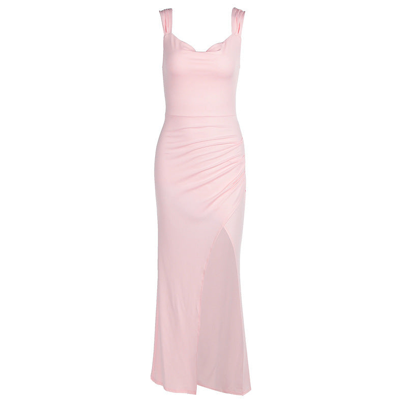 Slim Sleeveless Slit Dress With Back Tie Design Fashion Temperament Dresses For Women Clothing - Big Cart Sky