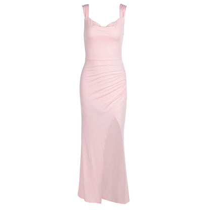 Slim Sleeveless Slit Dress With Back Tie Design Fashion Temperament Dresses For Women Clothing - Big Cart Sky