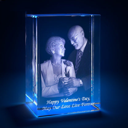 3D Laser Square Crystal Photo Frame With Love Custom Glass Cube - Big Cart Sky