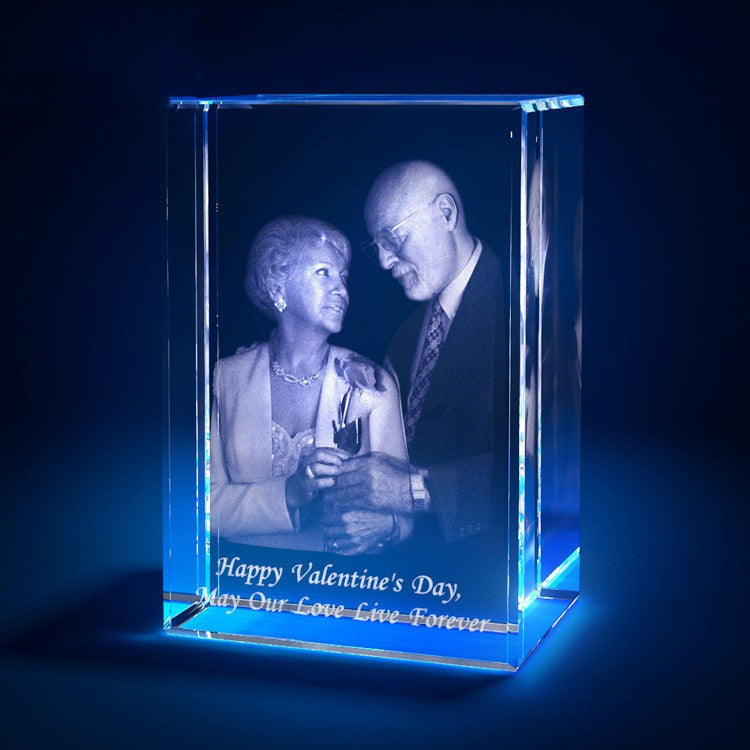 3D Laser Square Crystal Photo Frame With Love Custom Glass Cube - Big Cart Sky