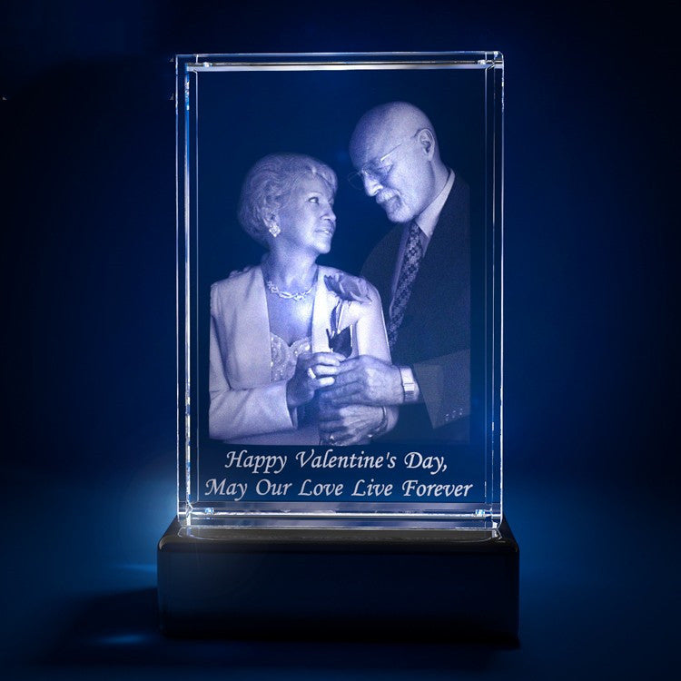 3D Laser Square Crystal Photo Frame With Love Custom Glass Cube - Big Cart Sky