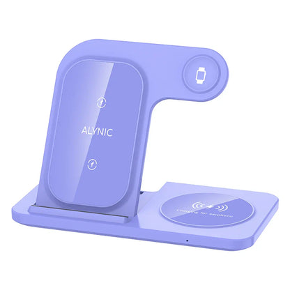 15W 3 In 1 LED Fast Wireless Charger Stand Foldable Charging Station For Smart Phone 15 14 13 12 11 IWatch 9 8 7 6 5 Airpods Pro - Big Cart Sky