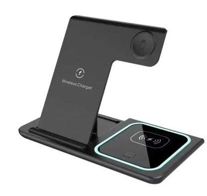 15W 3 In 1 LED Fast Wireless Charger Stand Foldable Charging Station For Smart Phone 15 14 13 12 11 IWatch 9 8 7 6 5 Airpods Pro - Big Cart Sky