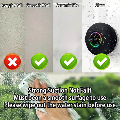 Portable Wireless Bluetooth Speaker – LED IPX4 Waterproof Mini Stereo Sound Box with Large Suction Cup - Big Cart Sky