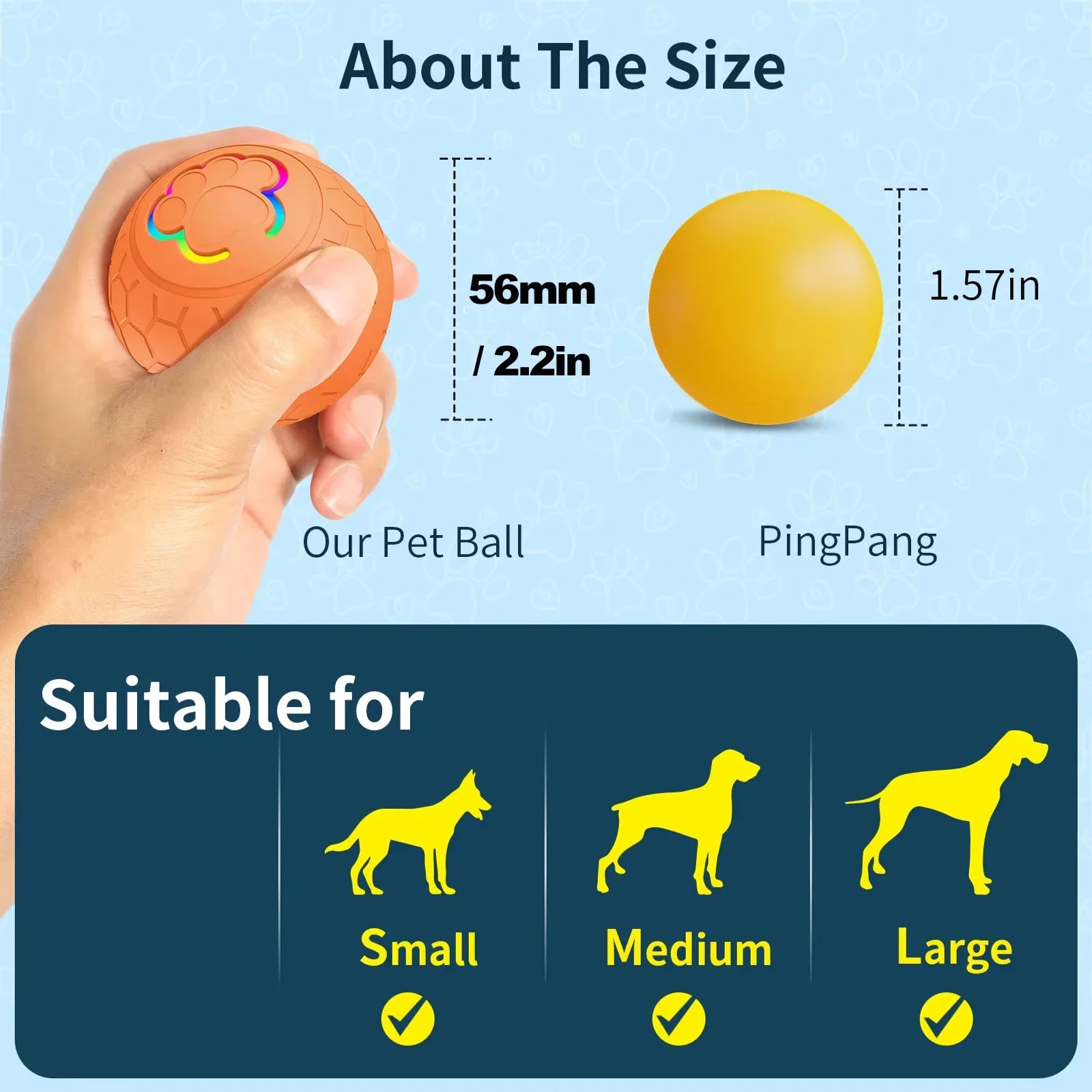 Smart Interactive Dog Toy Ball – USB Rechargeable, Automatic Bouncing & Rolling with RGB Lights for Dogs & Cats - Big Cart Sky
